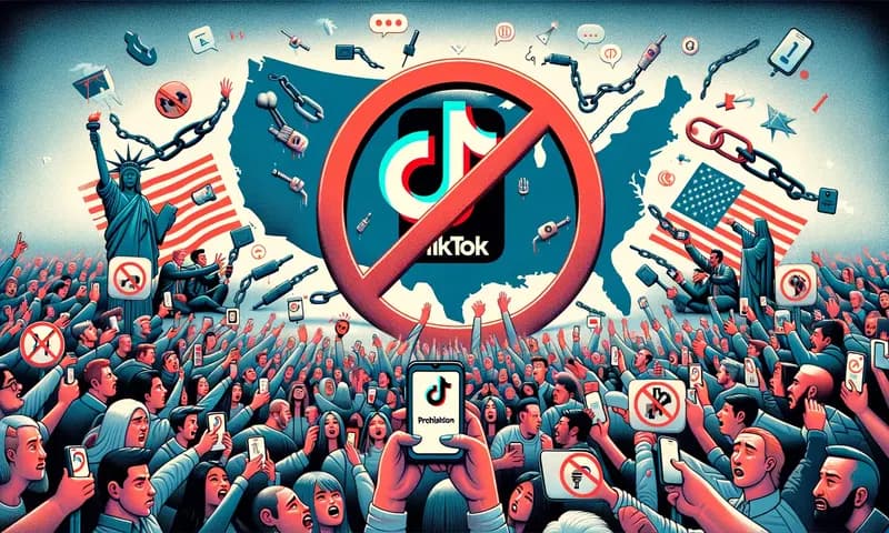 Ilustrasi Pelarangan TikTok di Amerika Serikat (Foto:Parboaboa/Ester)