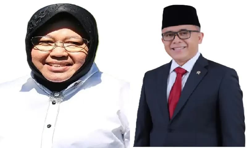 Tri Rismaharini dan Abdullah Azwar Anas yang rencananya akan digadang PDIP sebagai penantang Khofifah-Emil. (Foto: Wikipedia)